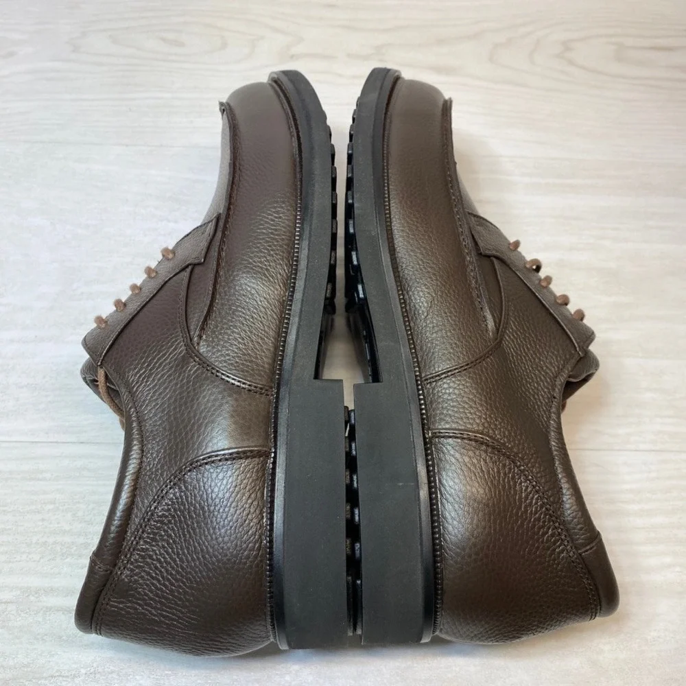 Apex Mens 12 Lexington Oxford LT910M Derby Brown Pebble Leather Moc Toe Shoes